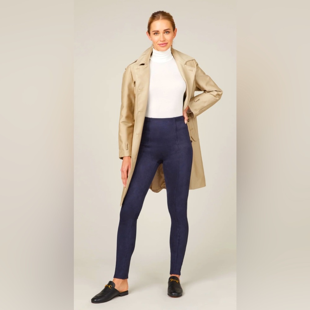 NWT SPANX Faux Suede Leggings, Navy, sz Md,